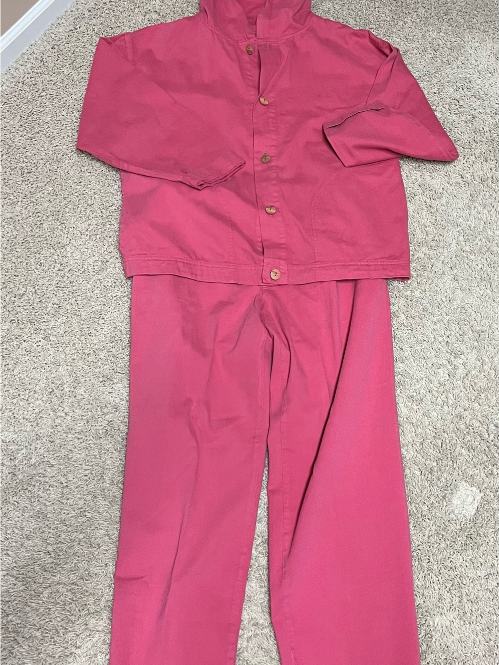 Women’s Pink Button-Front Jumpsuit Set